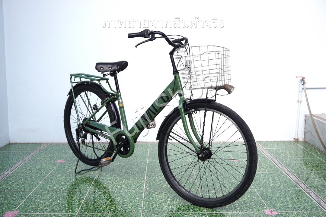 จักรยานแม่บ้านล้อโต ญี่ปุ่น - ล้อ 27.5x1.95 - เกียร์ 6 สปีด - ไฟหน้าอัตโนมัติ - Cavallo - สีเขียว [จักรยานมือสอง]
