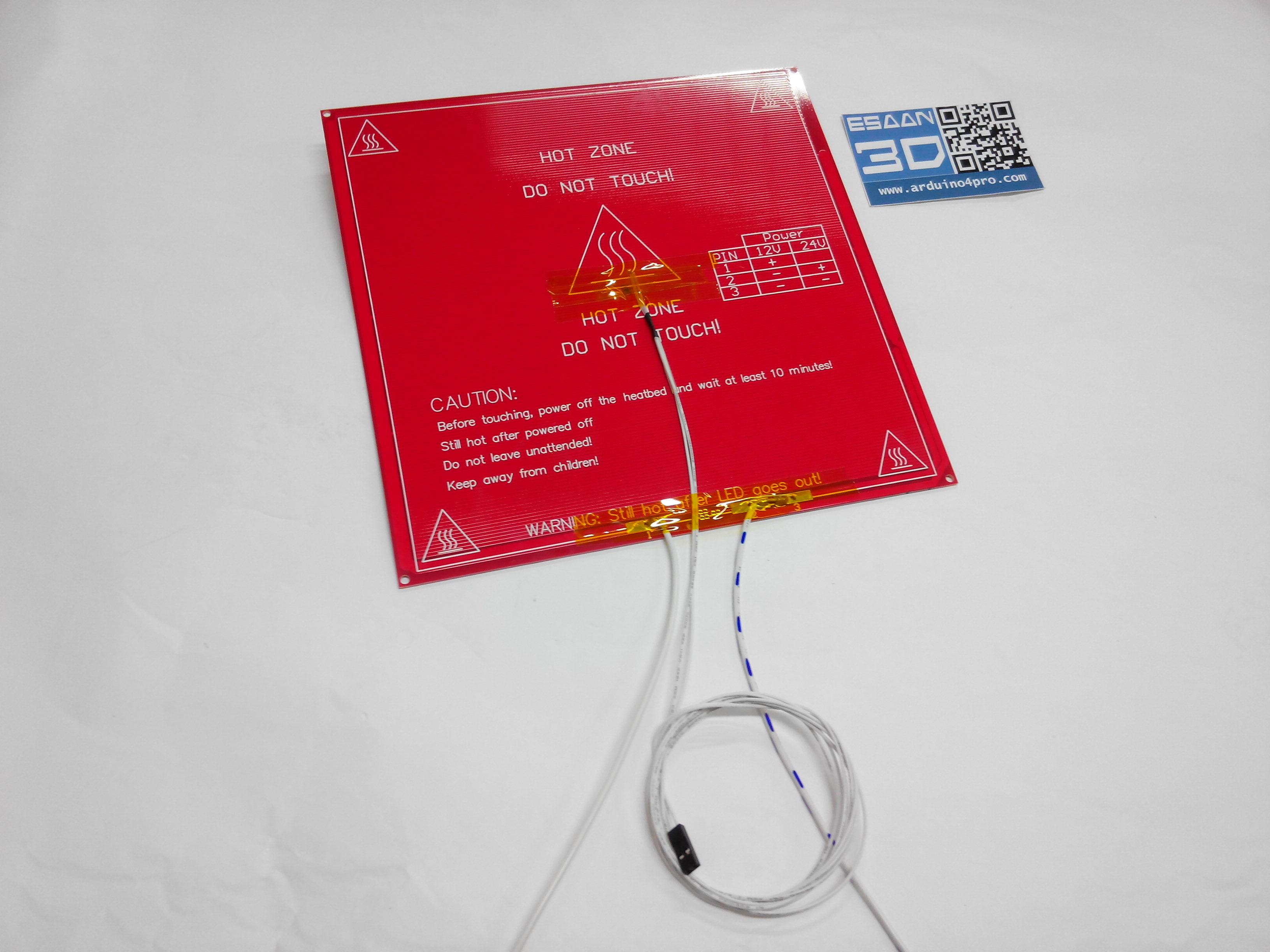MK2B Dual Power PCB Heat Bed + 100K ohm NTC 3950 Thermistors + ชุดสายไฟยาว 50cm