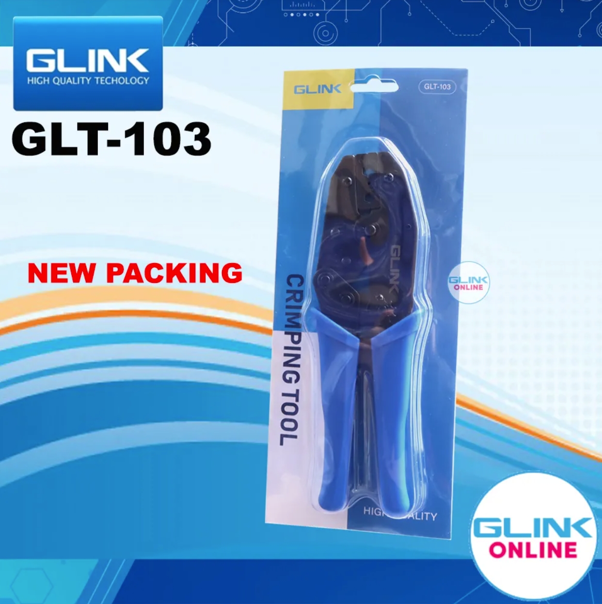 GLINK GLT-103 / GLT103 คีมย้ำหัว แบบบีบ BNC คีมเข้าหัวสาย RG6 RG59 RG62 คีมบีบแข็งแรงทนทาน กระชับมือ BY BILLIONAIRE SECURETECH GLT-103