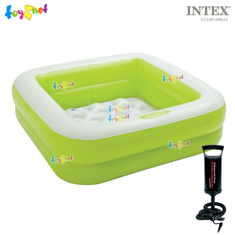 Intex Play Box Pool 0.85x0.85x0.23 m. Green no.57100 + DQI Air Pump