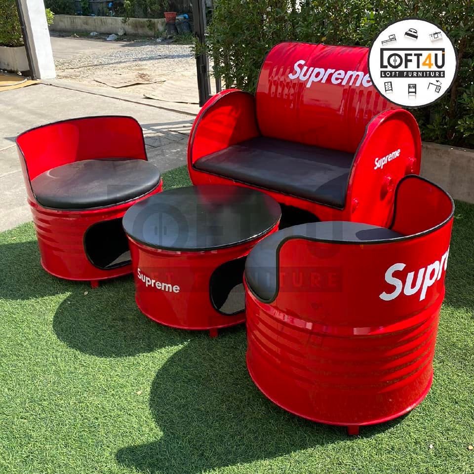 ชุดโซฟานั่งชิว : Living Table Set : leather cushion / 3-4 seats