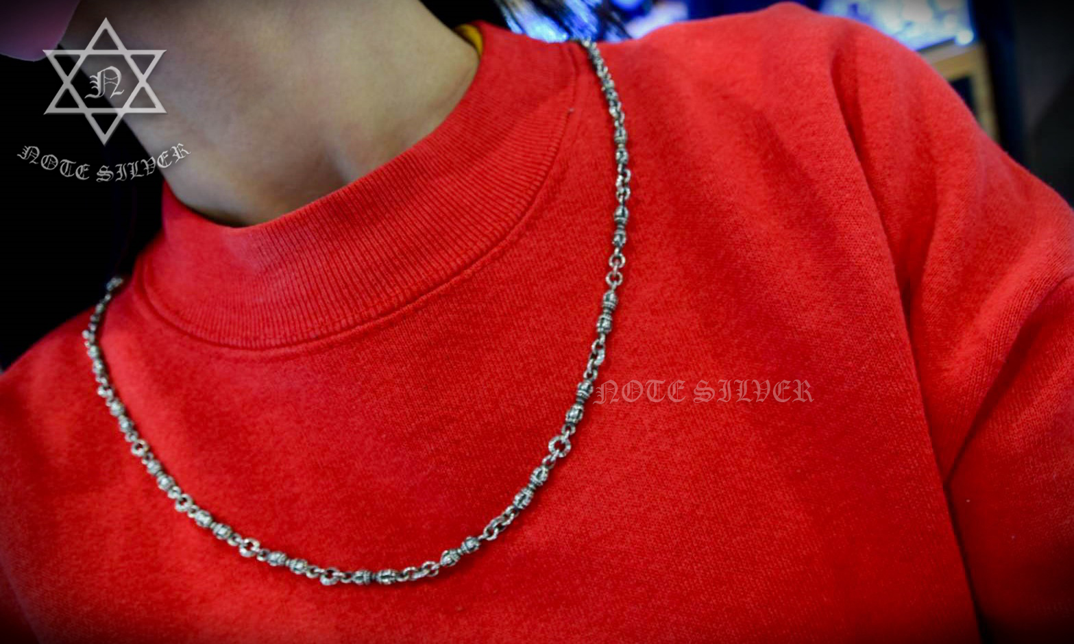 สร้อยคอเงินแท้ ลายวัชระ 26" ตะขอทีบาร์ดาว Star of David NSBL1725
