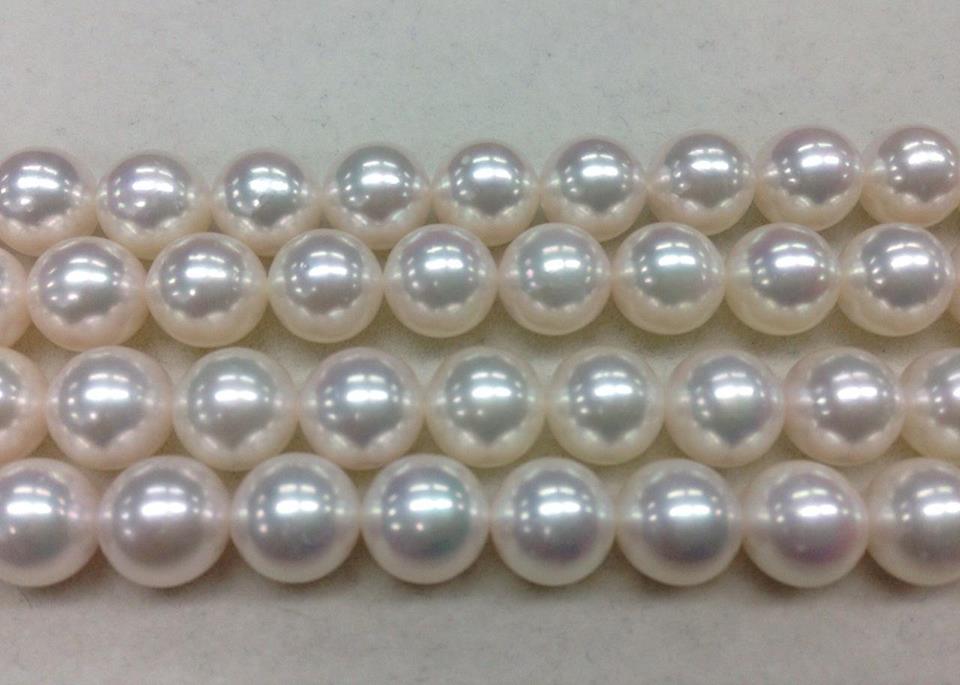 สร้อยคอไข่มุกอโกย่า ญี่ปุ่น 8-8.5 มิล กลม สีขาว, AA++