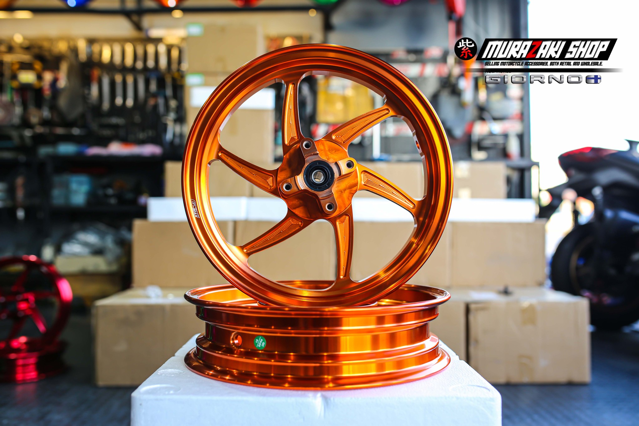 ล้อแม็ก G-MAX RACING GIORNO+ ABS/CBS (ขอบ12) GTR THAILAND แดง - ทอง - เขียว - น้ำเงิน - ส้ม - ม่วง - ชมพู ราคา 7,900 บาท/คู่