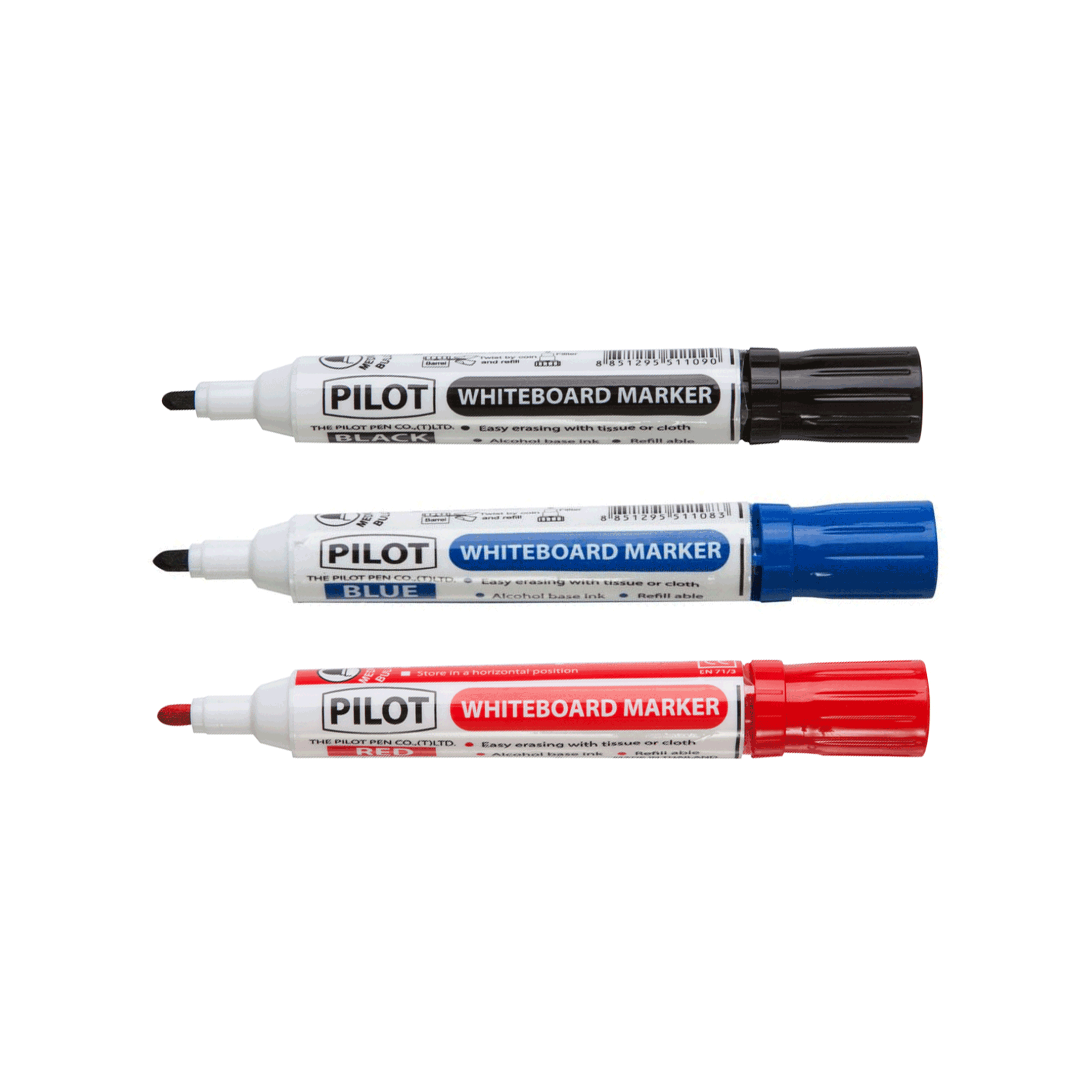 ปากกาไวท์บอร์ด Whiteboard Marker ไพล็อต Pilot รุ่น WBMA-M หัวกลม ไร้กลิ่น (สีดำ,น้ำเงิน,แดง,เขียว) จำนวน 1 ด้าม