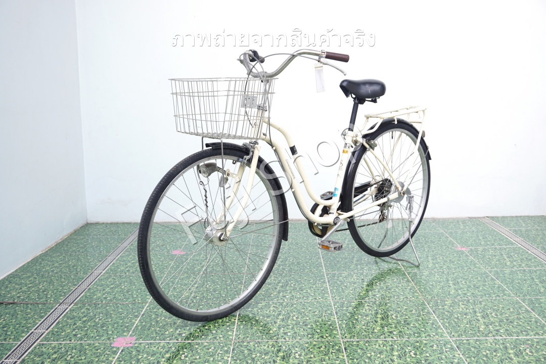 จักรยานแม่บ้านญี่ปุ่น - ล้อ 27 นิ้ว - เกียร์ 6 สปีด - ไฟหน้าอัตโนมัติ - สีขาว [จักรยานมือสอง]