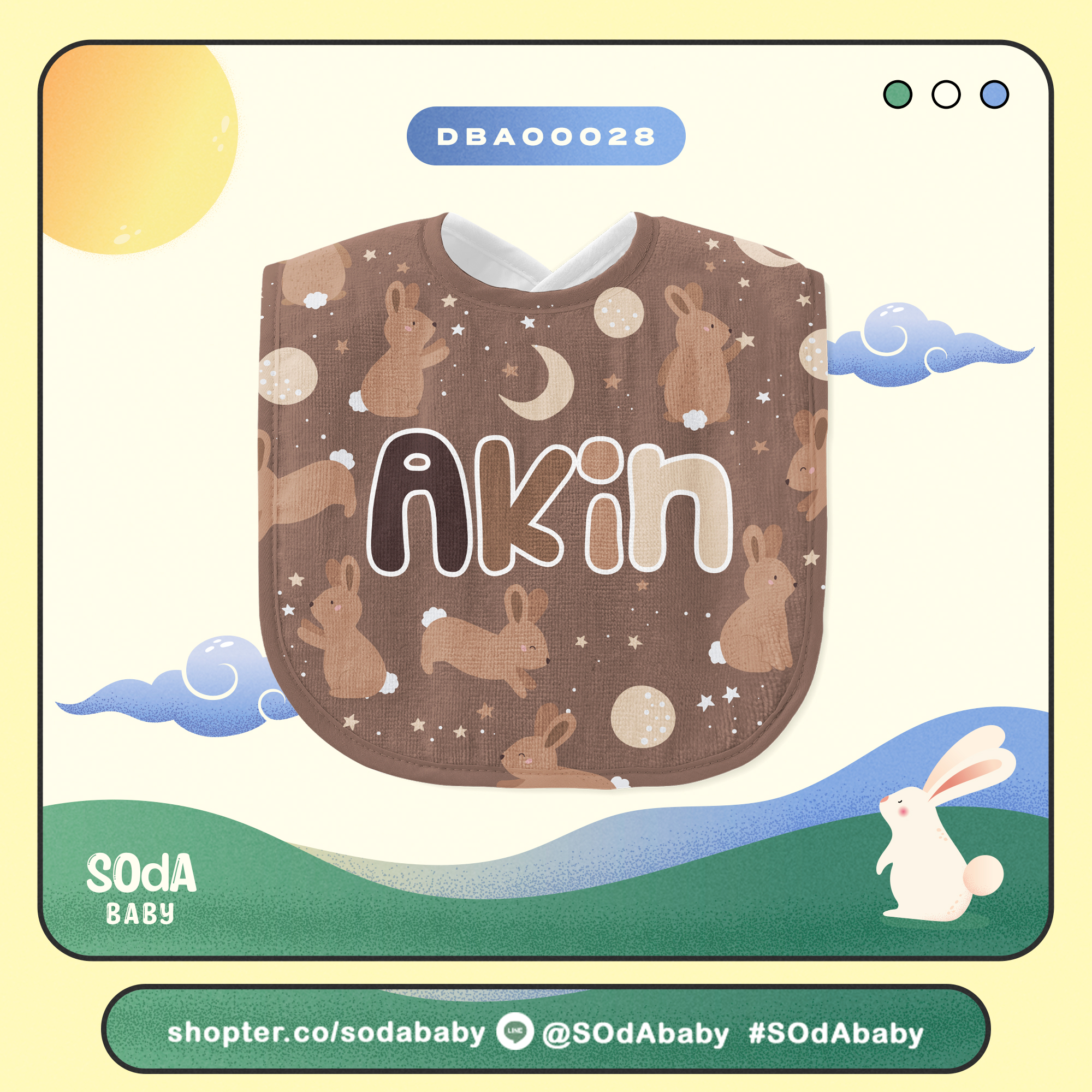 ผ้าซับน้ำลาย ใส่ชื่อได้ Rabbit Cuties Collection รหัส DBA00028 II #SOdAbaby #RabbitCutiesCollection