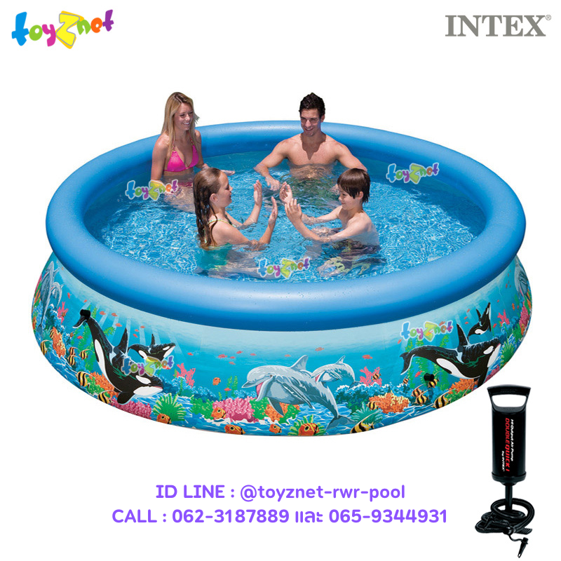 Intex Ocean Reef Easy Set Pool 10ft (3.05x0.76 m) no.28124 + Double Quick I Air Pump