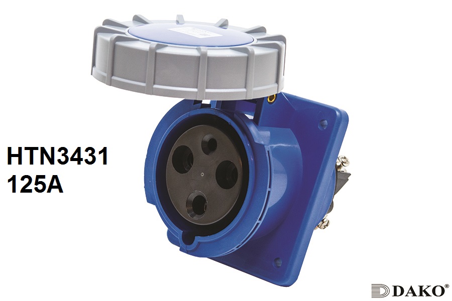 HTN 3431 ปลั๊กตัวเมียฝังเฉียง 2P+E 125A 230V IP67 6h