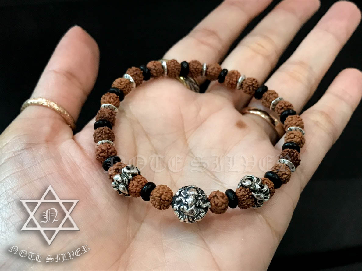 ข้อมือรุทรักษะและเม็ดบีทเงินแท้องค์พิฆเนศ Sterling Silver 925 NSBL2140