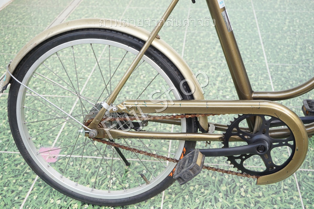 จักรยานแม่บ้านญี่ปุ่น - ล้อ 27 / 20 นิ้ว - ไม่มีเกียร์ - ไฟหน้าอัตโนมัติ - สีทอง [จักรยานมือสอง]