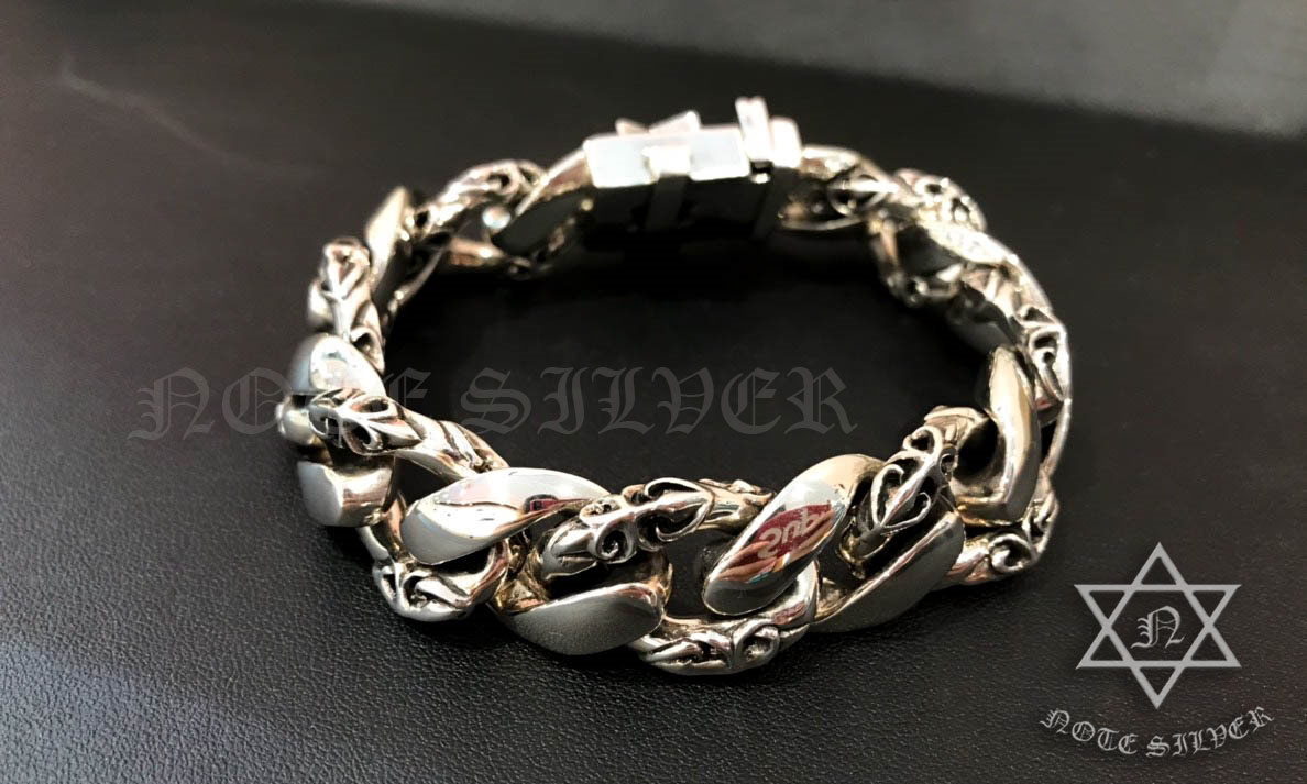 สร้อยข้อมือเงินแท้ สไตล์กอธิก เรียบสลับลาย Sterling Silver 925 NSWB1721