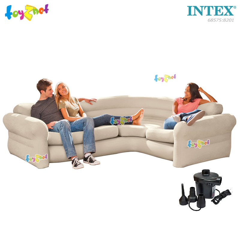 Intex Corner Comfort Sofa 2.57 x 2.03 x 0.76 m. no 68575. + Electric Air Pump
