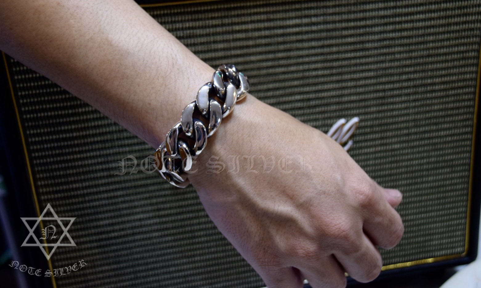 ข้อมือเงินแท้ เลสเรียบ 24mm Sterling Silver 925 NSBL803
