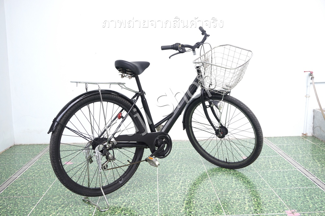 จักรยานแม่บ้านล้อโตญี่ปุ่น - ล้อ 27.5x1.95 - เกียร์ 6 สปีด - ไฟหน้าอัตโนมัติ - สีดำ [จักรยานมือสอง]