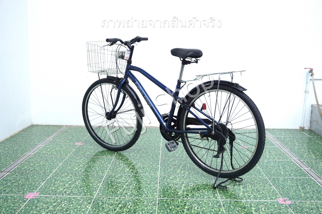 จักรยานแม่บ้านล้อโต ญี่ปุ่น - ล้อ 27.5x1.95 - เกียร์ 6 สปีด - ไฟหน้าอัตโนมัติ - Fallvy Cross - สีน้ำเงิน [จักรยานมือสอง]