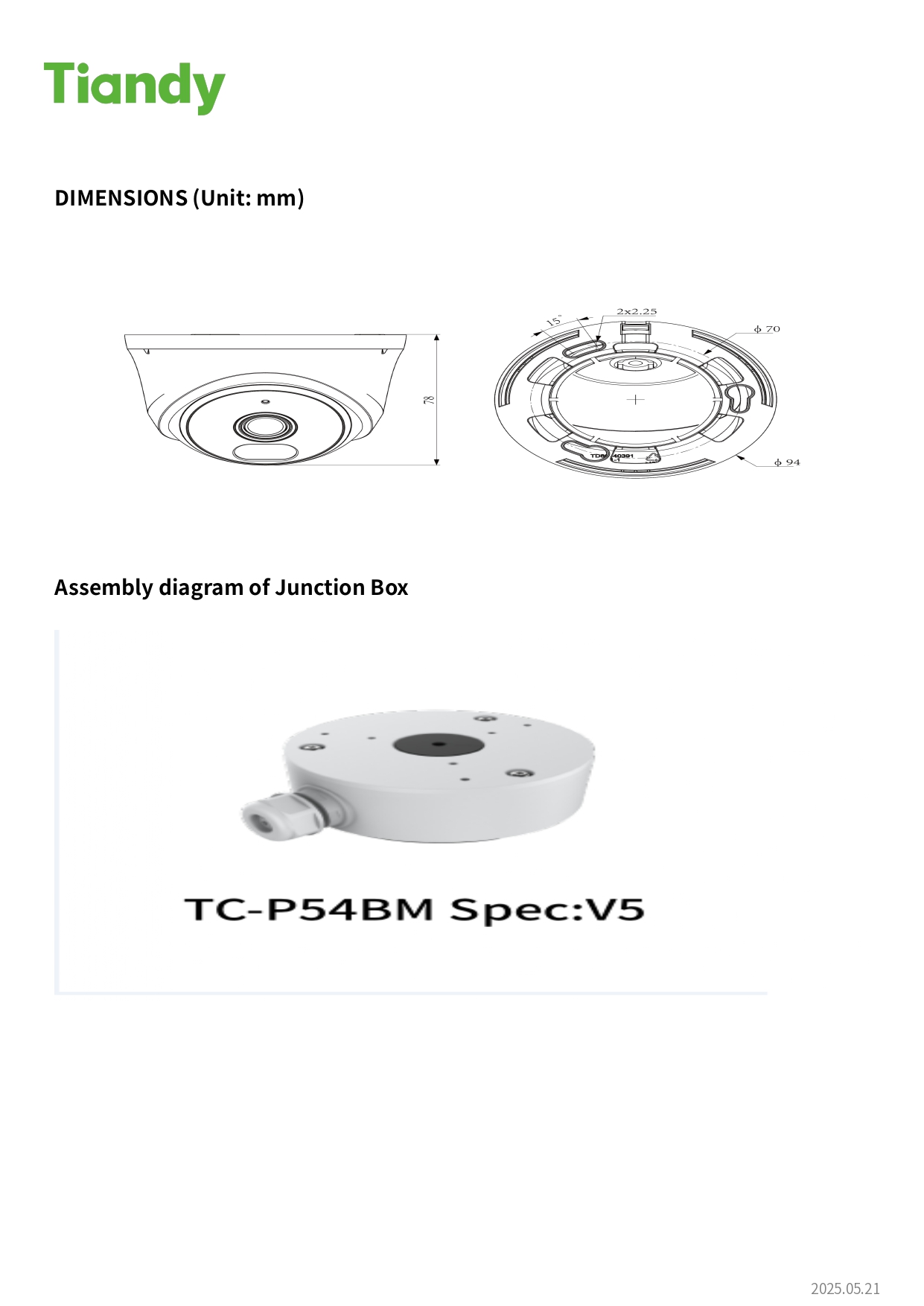 TIANDY TC-C320N 1ANB-28 (2.8MM.) กล้องวงจรปิด IP Camera 2MP IR range up to 30M., มีไมค์ในตัว BY BILLIONAIRE SECURETECH TIANDY TC-C320N 1ANB-28 (2.8MM.)
