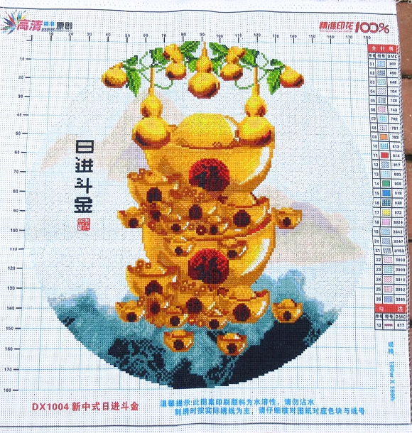 fruit-1027 *สินค้าหมด* ชุดปักครอสติช ลายน้ำเต้าทองกับทองคำ (ปักเต็มผืนผ้า ผ้า11CTพิมพ์ลาย ปัก 3 เส้นเล็ก) ขนาด 50*50 ซม.ผ้าครอสติช 11CTพิมพ์ลายปักบนผ้า ไหมคอตตอน 26 สี ผังลาย เข็ม