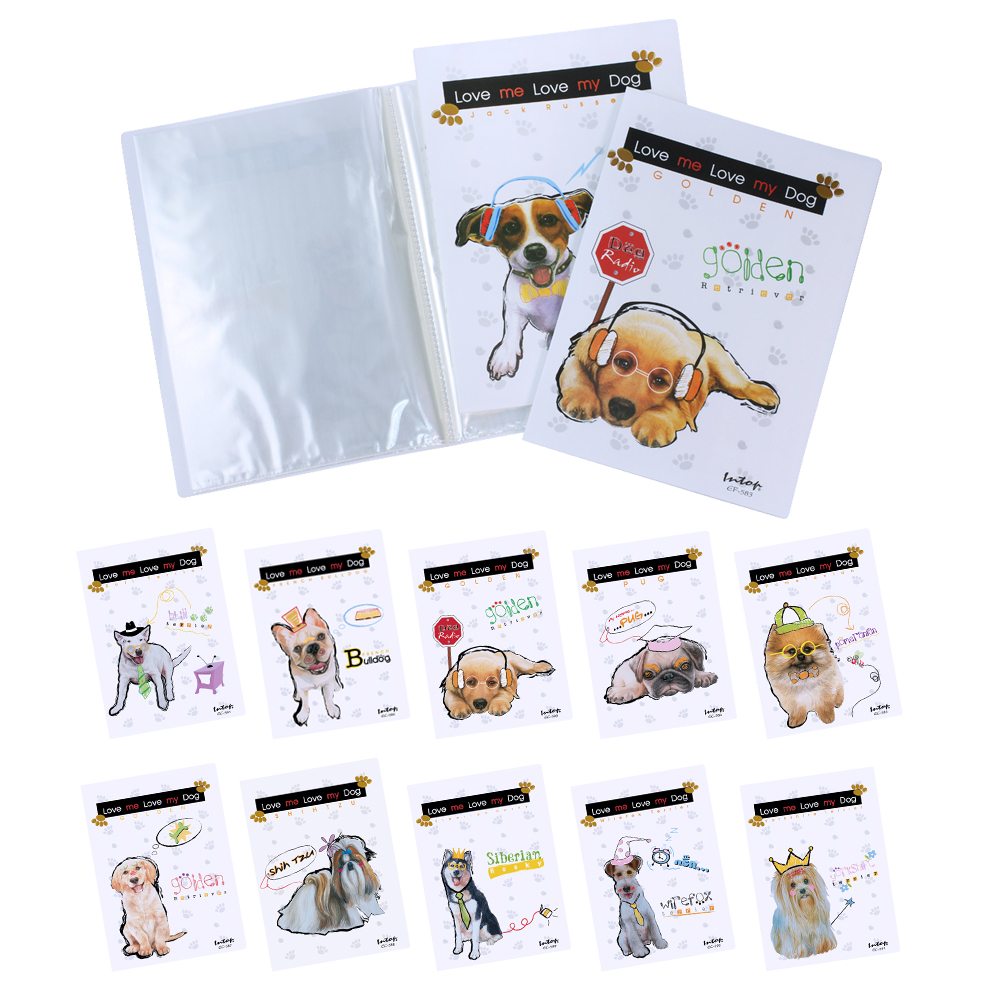 Display Books A4 20 pockets with Printed Covers Love Me Love My Dog Pattern