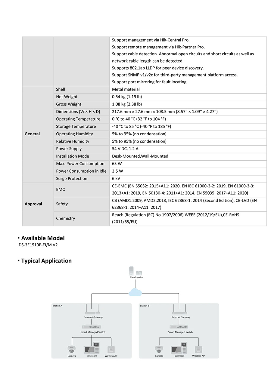 HIKVISION DS-3E1510P-EI/M 8 Port Gigabit Smart POE Switch 65W BY BILLIONAIRE SECURETECH DS-3E1510P-EI/M
