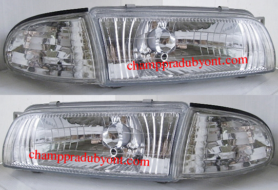 ไฟหน้าเพชร MITSUBISHI LANCER E-CAR 92-94 ขาว พร้อมมุมเพชร