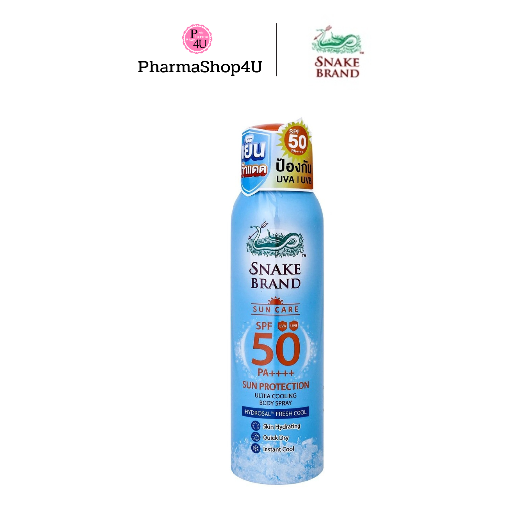 SNAKE BRAND SUN CARE SPF50+ FRESH COOL BODY SPRAY 100ML สเปรย์กันแดดตรางู #12598