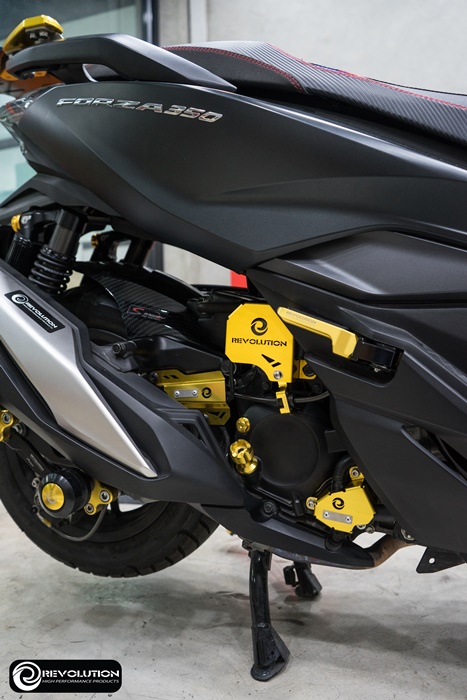 การ์ดครอบคอยไฟ+ครอบสายเบรค+การ์ดปั้มน้ำ อลูมิเนียม REVOLUTION ADV350 FORZA350 ราคา1500