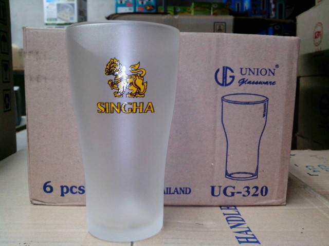 แก้วขุ่นลายเบียร์ UG-320 (สิงห์,ไฮนาเก้น,ช้าง,ลีโอ)