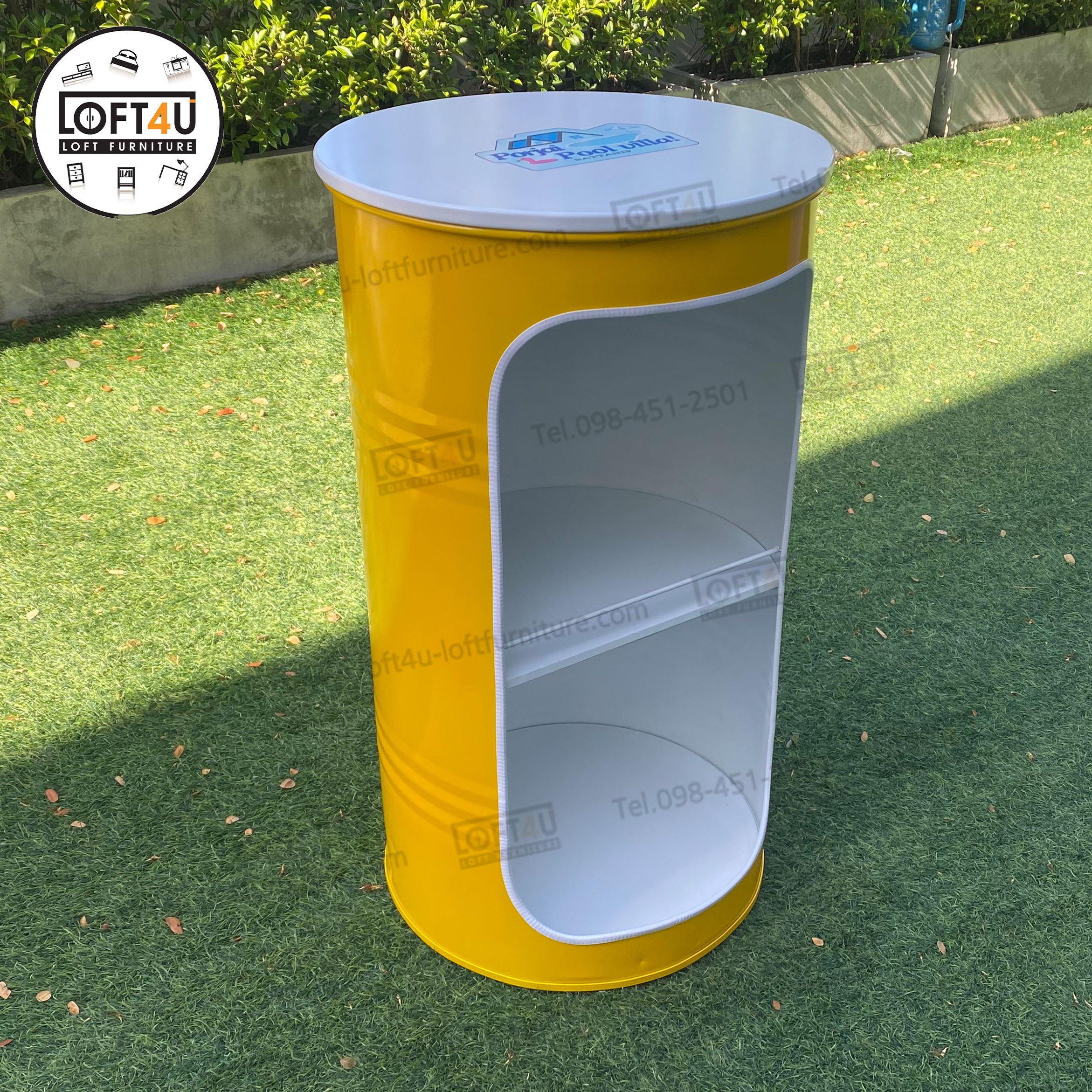 ชั้นเก็บของ100L. รีสอร์ท วิลล่า : Barrel storage cabinet (ชั้นเปิด/ท็อปไม้)