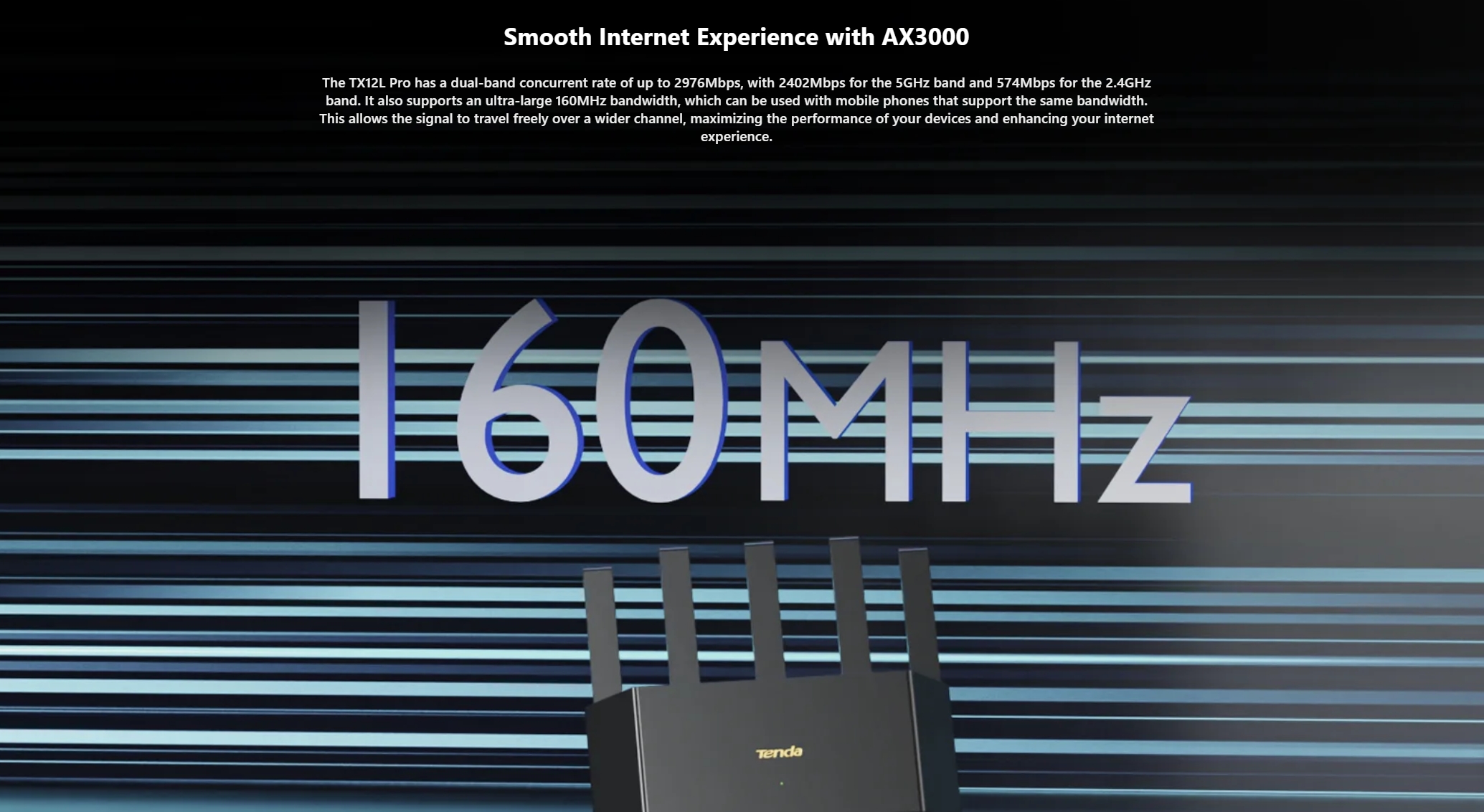 TENDA TX12L PRO : AX3000 Dual Band Gigabit Wi-Fi 6 Router BY BILLIONAIRE SECURETECH TX12L PRO