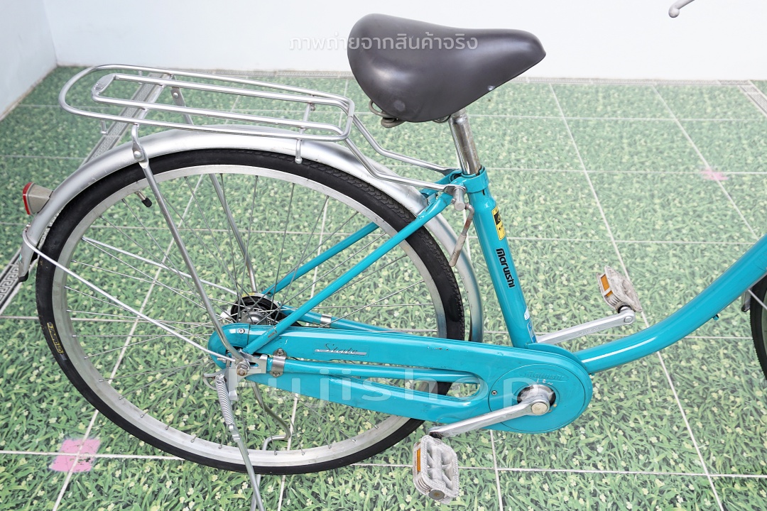 จักรยานแม่บ้านญี่ปุ่น - ล้อ 26 นิ้ว - ไม่มีเกียร์ - ไฟหน้าอัตโนมัติ - Maruishi - สีเขียวน้ำทะเล [จักรยานมือสอง]