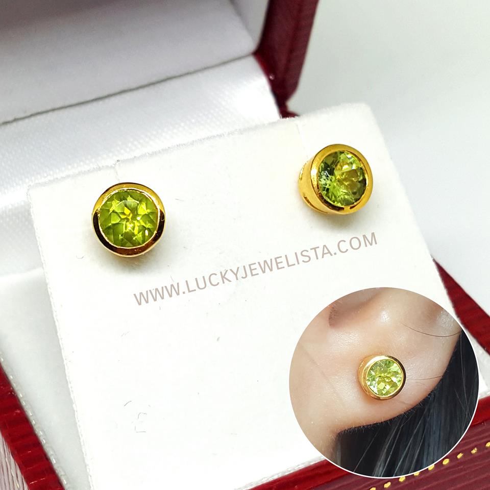 ต่างหูพลอยเพอริดอท Peridot สีเขียวมะกอก 1