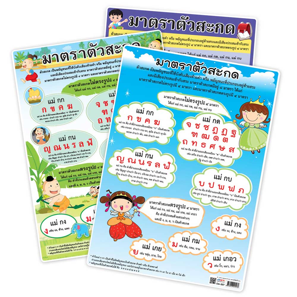 Thai Final Consonants Table Plastic Posters A4