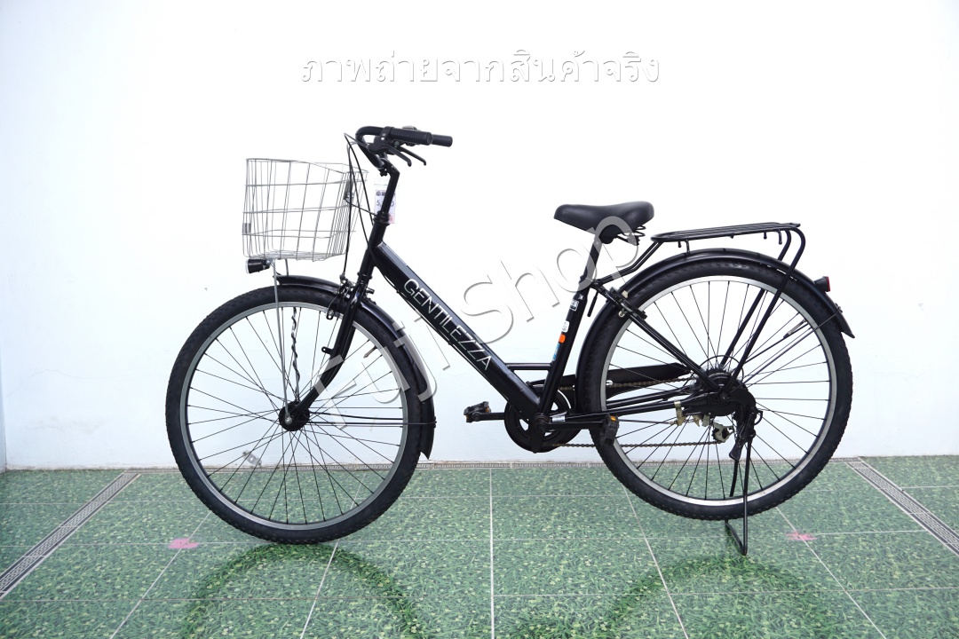จักรยานแม่บ้านล้อโต ญี่ปุ่น - ล้อ 27.5x1.95 - เกียร์ 6 สปีด - ไฟหน้าอัตโนมัติ - Gentilezza - สีดำ [จักรยานมือสอง]