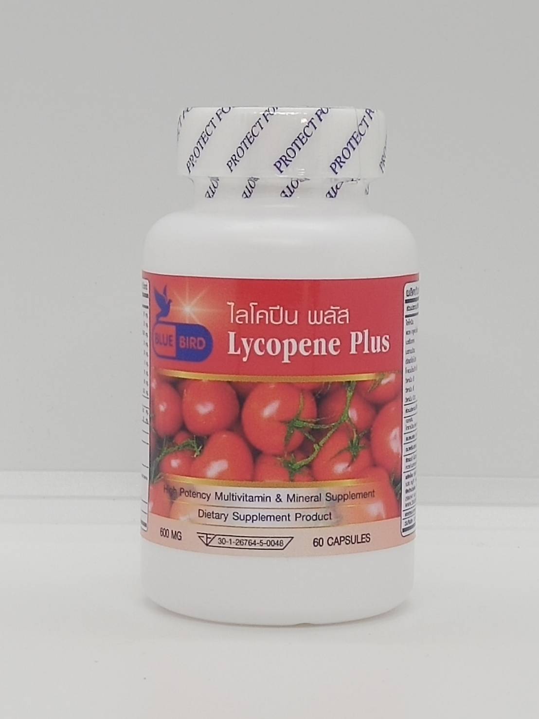 ไลโคปีน พลัส Lycopene Plus ตรา บลูเบิร์ด ขนาด 600 มิลลิกรัม 60 แคปซูล