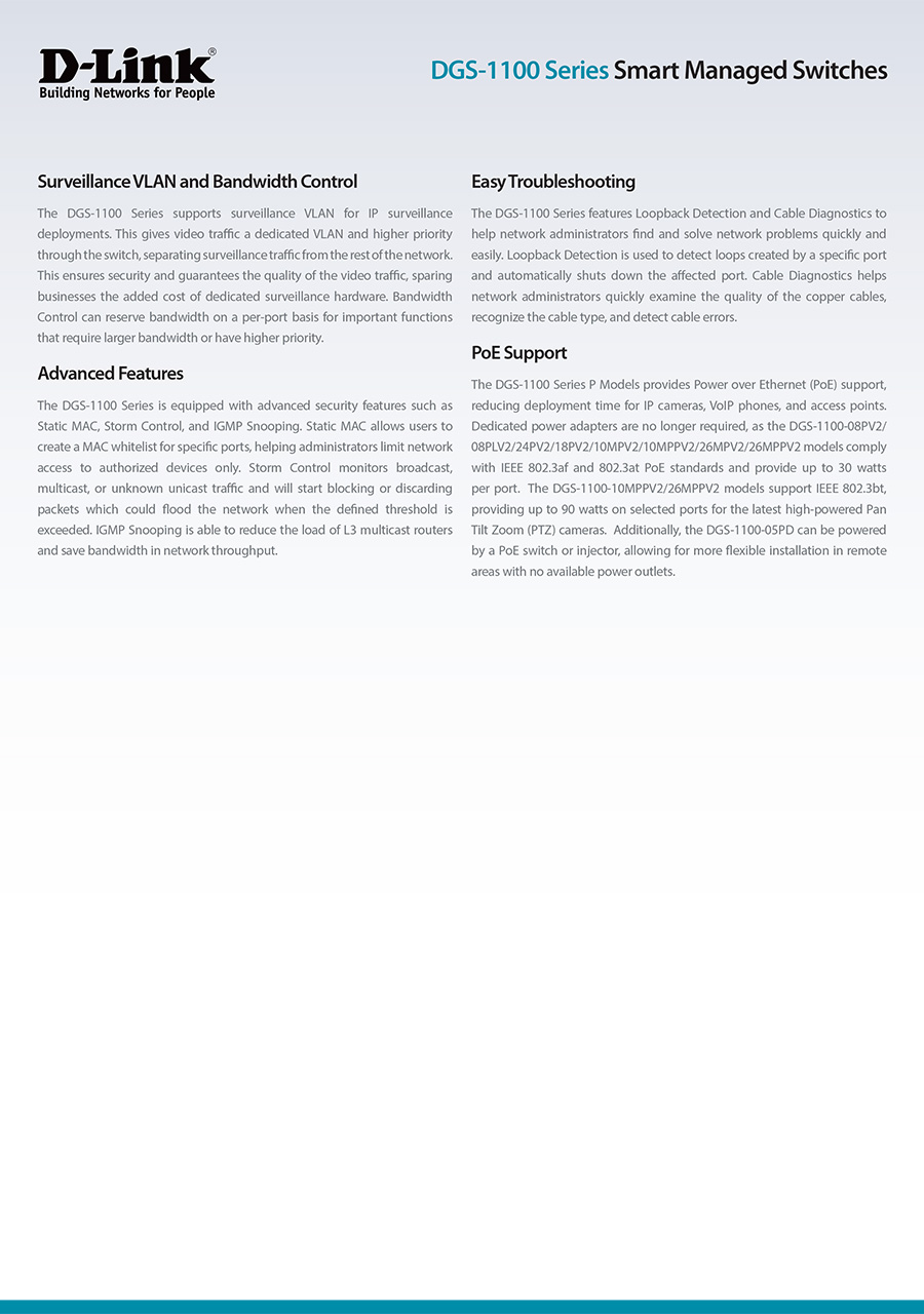 D-LINK DGS-1100-24V2 24-Port Gigabit Smart Managed Switch BY BILLIONAIRE SECURETECH DGS-1100-24V2