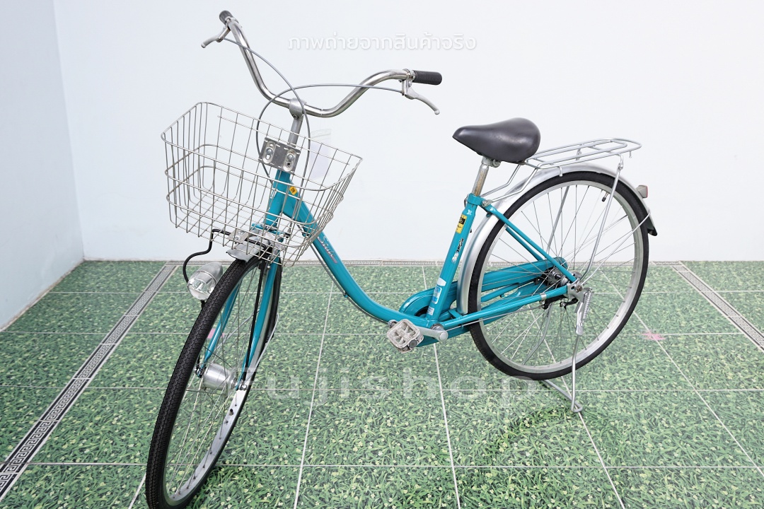 จักรยานแม่บ้านญี่ปุ่น - ล้อ 26 นิ้ว - ไม่มีเกียร์ - ไฟหน้าอัตโนมัติ - Maruishi - สีเขียวน้ำทะเล [จักรยานมือสอง]