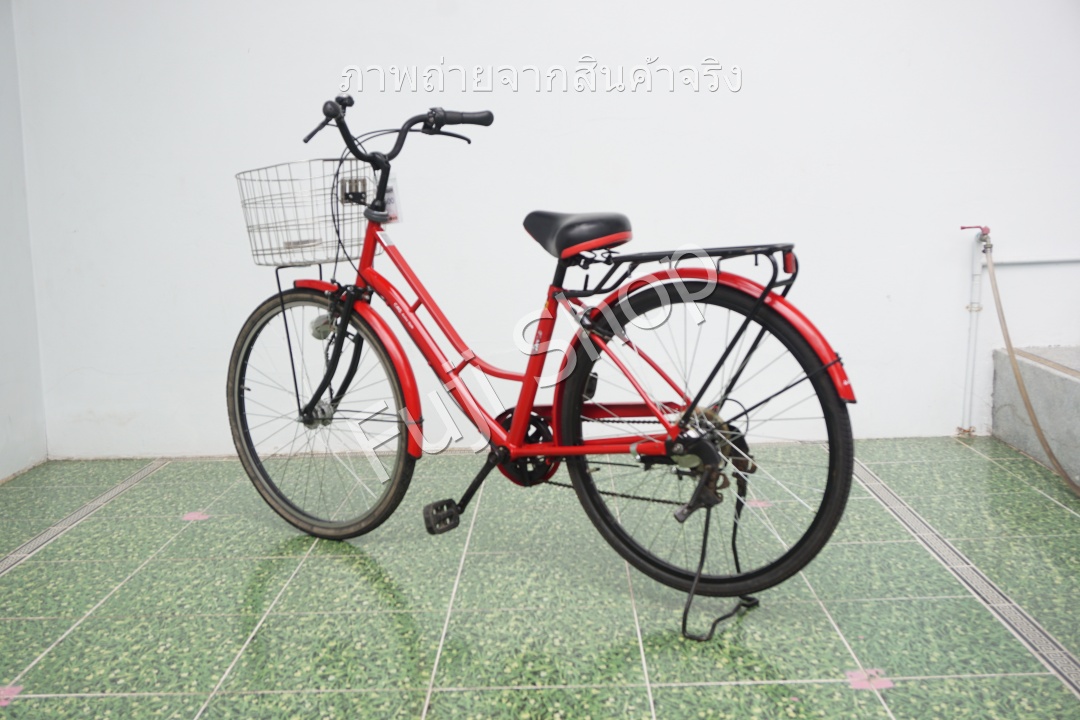 จักรยานแม่บ้านญี่ปุ่น - ล้อ 26 นิ้ว - เกียร์ 6 สปีด - ไฟหน้าอัตโนมัติ - สีแดง [จักรยานมือสอง]