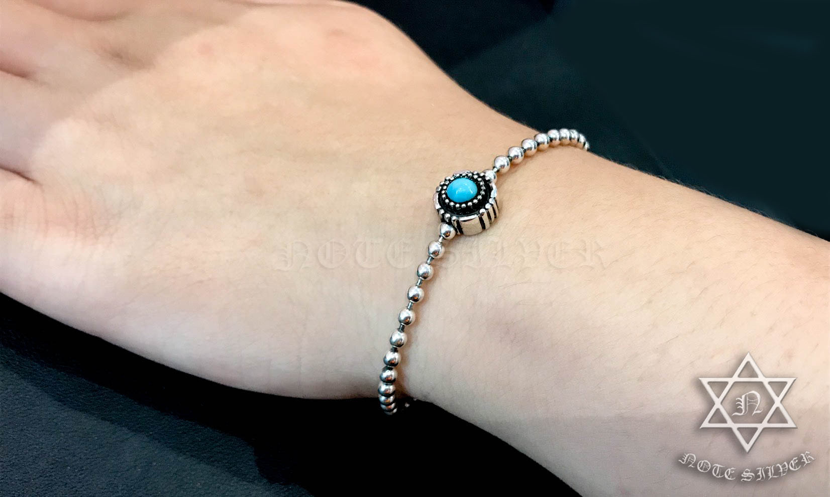 สร้อยข้อมือบอลลงยาสีเทอร์ควอยซ์ Sterling Silver 925 NSBL2302