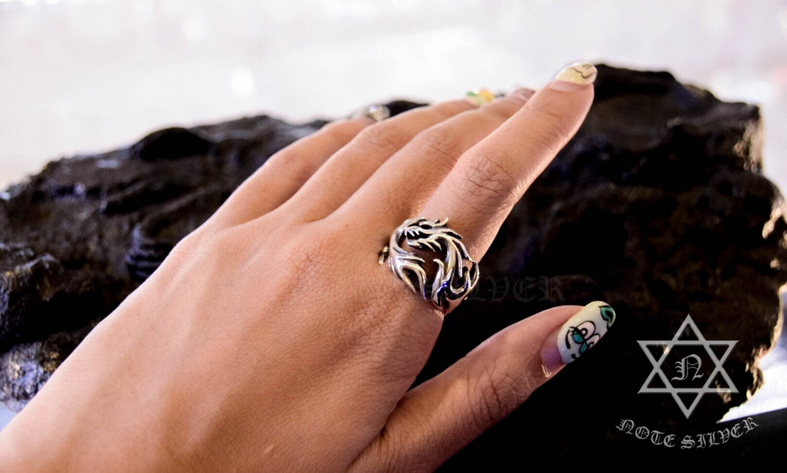 แหวนเงินแท้มังกรกราฟฟิค Sterling Silver 925 NSRG1426
