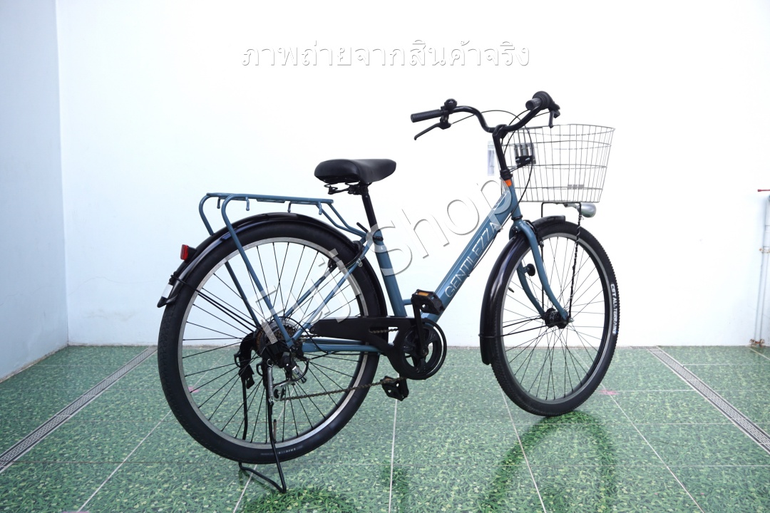 จักรยานแม่บ้านล้อโต ญี่ปุ่น - ล้อ 27.5x1.95 - เกียร์ 6 สปีด - ไฟหน้าอัตโนมัติ - Gentilezza - สีฟ้า [จักรยานมือสอง]