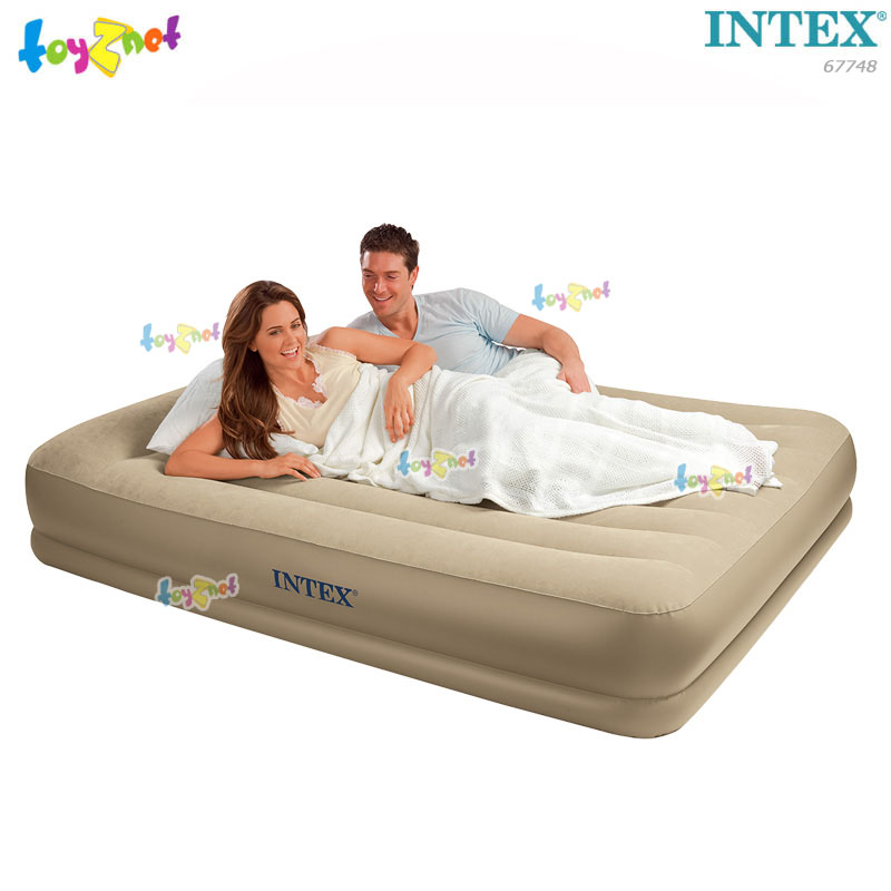 Intex QUEEN Built-In Elec. Pump Pillow Rest Mid-Rise Airbed 1.52 x 2.03 x 0.38 m. No.67748