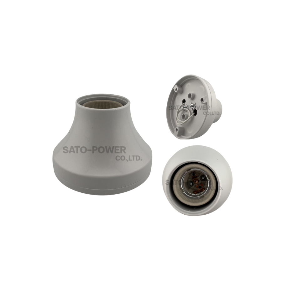 2ชิ้น/ออเดอร์ ขั้วกระเบื้อง E27-L สีขาว ฐานกลม ฐานพลาสติก Threaded lamp terminals ขั้วหลอดไฟ ขั้วแป้นแบบเกลียว