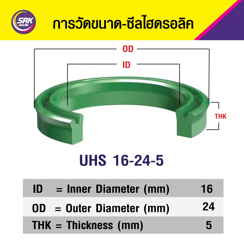ซีลกระบอกไฮดรอลิค, ซีลยูคับ,ซีลลูกสูบ, ซีลแกน Piston & Rod seal ,U-CUP UHS 16-24-5
