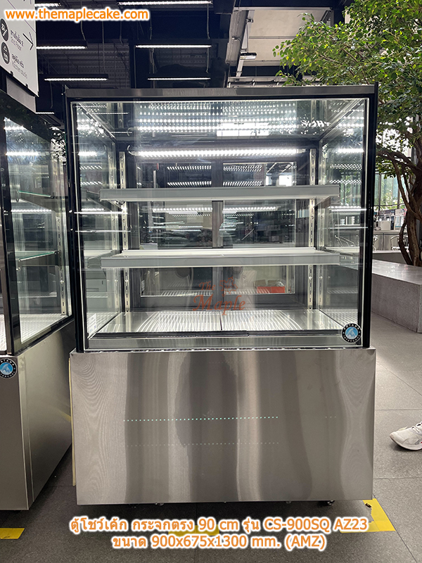 ตู้โชว์เค้กสแตนเลส ทรงกระจกตรง กว้าง 90 ซม. รุ่น CS-900SQ AZ23 (AMZ)