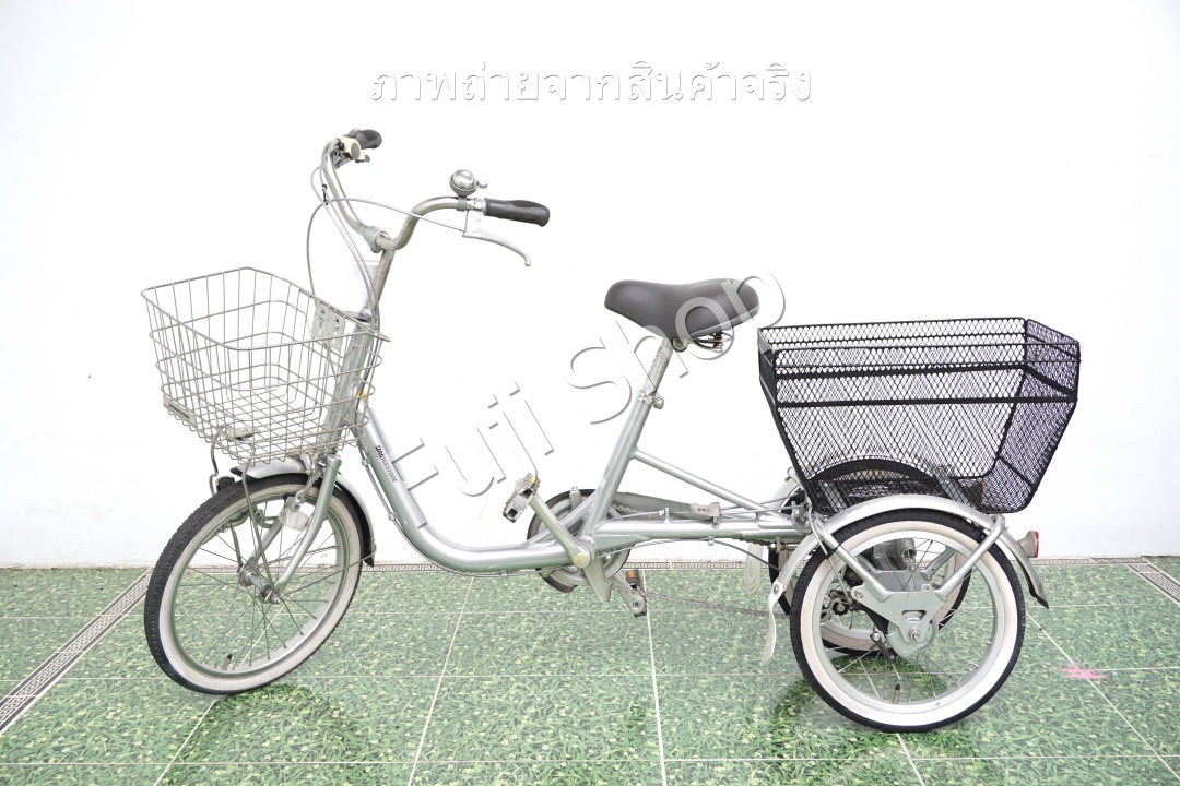 จักรยานสามล้อญี่ปุ่น - ล้อ 18/16 นิ้ว - มีเกียร์ - อลูมิเนียม - Bridgestone - สีเงิน [จักรยานมือสอง]