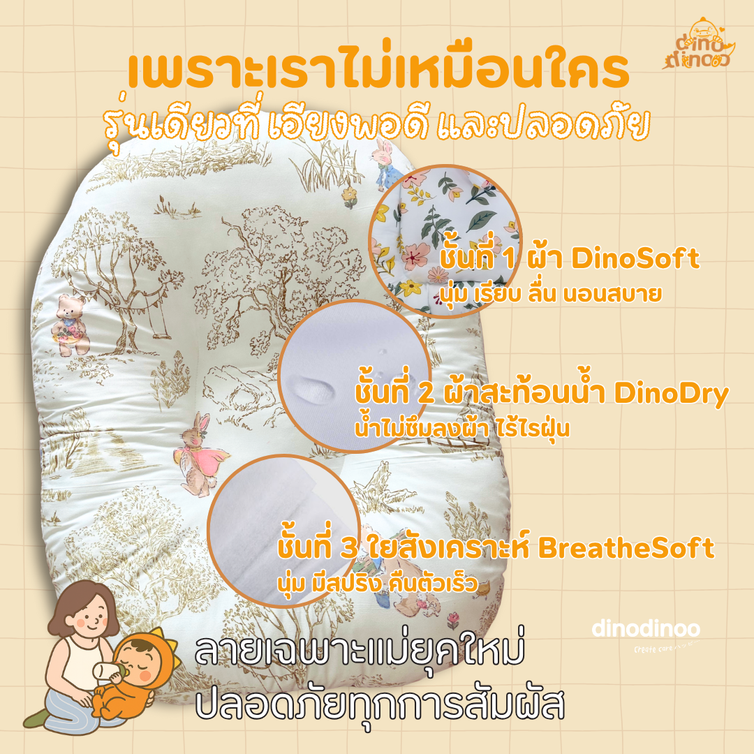 ที่นอนกันกรดไหลย้อน รุ่นกันแหวะ | ป้องกันแหวะนม ผ้า DinoSoft Cotton ซักได้ทั้งใบ ที่นอนเด็กแรกเกิด dinodinoo