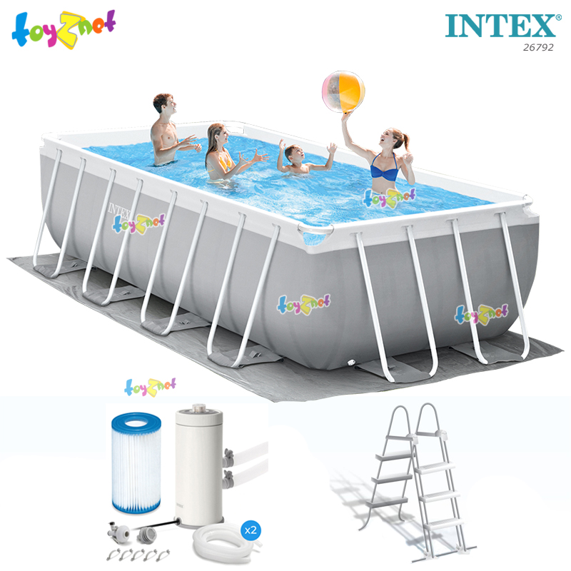 Intex Rect.Prism Frame Pool Set 4.88x2.44x1.07 m w/Cartridge Filter Pump-Ladder-Pool Cover-Ground Cloth no.26792