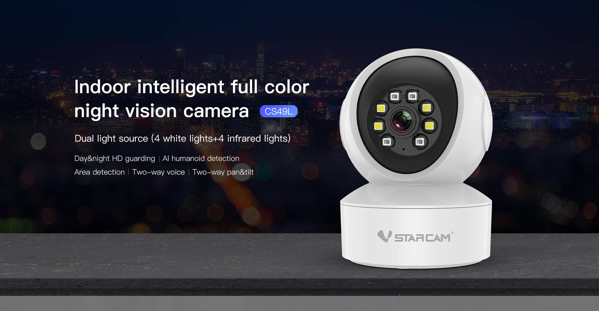 Vstarcam CS49L กล้องวงจรปิดระบบ IP WIFI 3 MP Color Night Vision มีไมค์และลำโพงในตัว BY BILLIONAIRE SECURETECH CS49L