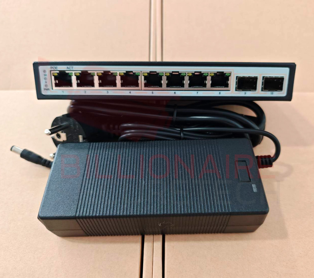 WATASHI WSC087 : 8PoE Port AI Gigabit PoE Switch with 2GE Uplink 250M 96W BY BILLIONAIRE SECURETECH WSC087